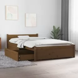 Рамка за легло с чекмеджета, меденокафяви, 90x200 см