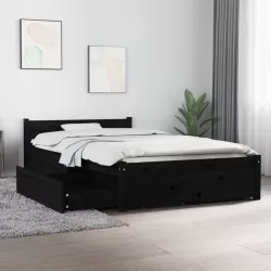 Рамка за легло с чекмеджета, черно, 90x200 см