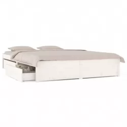 Рамка за легло с чекмеджета, бяла, 120x200 см
