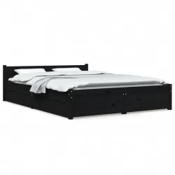 Рамка за легло с чекмеджета, черна, 140x200 см