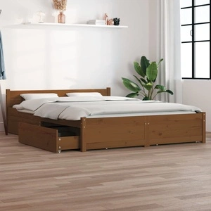 Рамка за легло чекмеджета меденокафява 150x200 см King Size