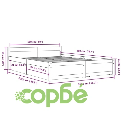Рамка за легло с чекмеджета, 160x200 см ➤ топ цена ➤ sorbe.bg