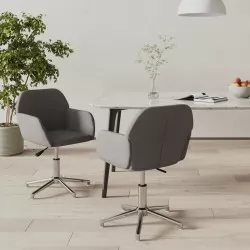 Въртящи се трапезни столове, 2 бр, светлосиви, текстил