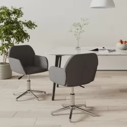 Въртящи се трапезни столове, 2 бр, тъмносиви, текстил