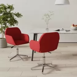 Въртящи се трапезни столове, 2 бр, виненочервени, текстил