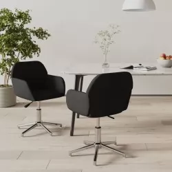 Въртящи се трапезни столове, 2 бр, черни, текстил
