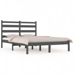 Рамка за легло, сива, бор масив, 150x200 см, 5FT King Size