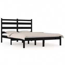 Рамка за легло, черна, бор масив, 180x200 см, 6FT Super King