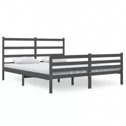 Рамка за легло, сива, масивен бор, 135x190 см, 4FT6 Double