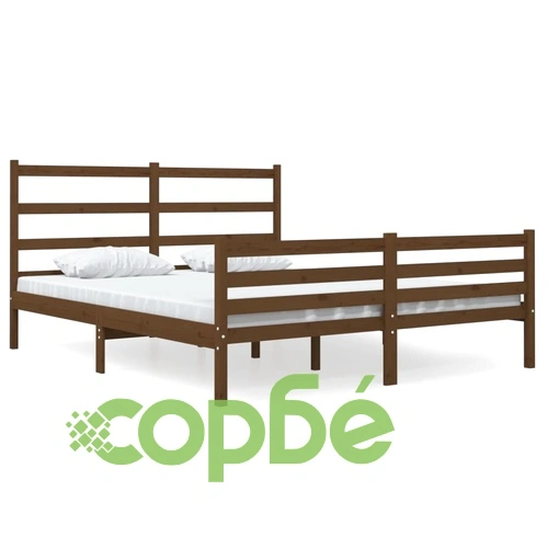 Рамка за легло меденокафява бор масив 135x190 cм Double ➤ топ цена ➤ sorbe.bg