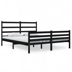 Рамка за легло, черна, масивен бор, 135x190 см, 4FT6 Double