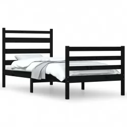 Рамка за легло, бор масив, 90х200 см, черна