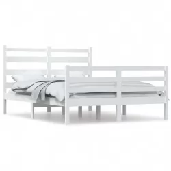 Рамка за легло, бор масив, 140x200 см, бяла