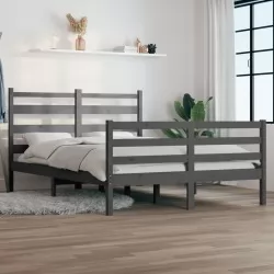 Рамка за легло, бор масив, 140x200 см, сива