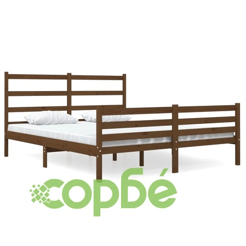 Рамка за легло меденокафява бор масив 150x200 cм King Size ➤ топ цена ➤ sorbe.bg