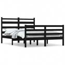 Рамка за легло, бор масив, 160х200 см, черна