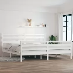 Рамка за легло, бор масив, 200x200 см, бяла