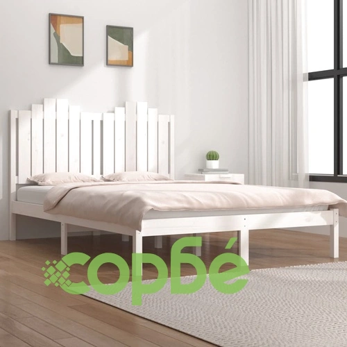 Рамка за легло, бяла, бор масив, 120x190 см, Small Double ➤ топ цена ➤ sorbe.bg