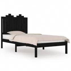 Рамка за легло, черна, бор масив, 90х200 см