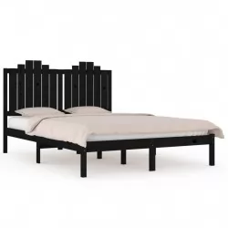 Рамка за легло, черна, бор масив, 140х190 см