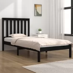 Рамка за легло, черна, бор масив, 90x190 см, 3FT Single