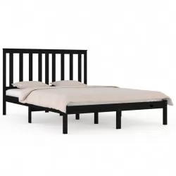 Рамка за легло, черна, бор масив, 120x190 см, 4FT Small Double
