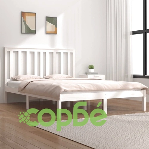 Рамка за легло, бяла, бор масив, 140x190 см ➤ топ цена ➤ sorbe.bg