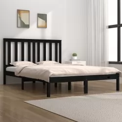 Рамка за легло, черна, бор масив, 140х200 см