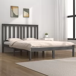 Рамка за легло, сива, бор масив, 200х200 см