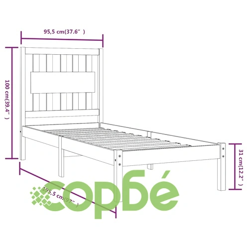 Рамка за легло, бяла, бор масив, 90x190 см, Single ➤ топ цена ➤ sorbe.bg