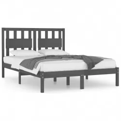 Рамка за легло, сива, бор масив, 140x190 см
