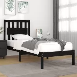 Рамка за легло, черна, бор масив, 100х200 см