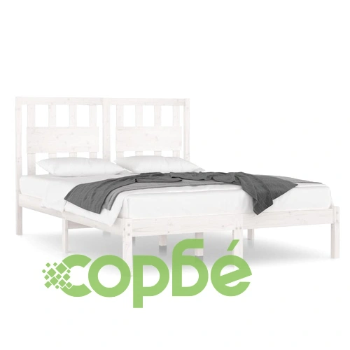 Рамка за легло, бяла, бор масив, 140x200 см ➤ топ цена ➤ sorbe.bg