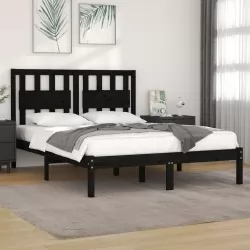 Рамка за легло, черна, масивен бор, 150x200 см, 5FT King Size