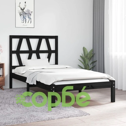 Рамка за легло, черна, бор масив, 90х200 см ➤ топ цена ➤ sorbe.bg