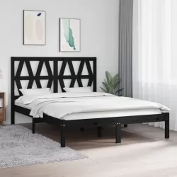 Рамка за легло, черна, бор масив, 140х200 см