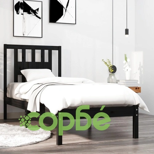 Рамка за легло черна масивно дърво 75x190 см Small Single ➤ топ цена ➤ sorbe.bg