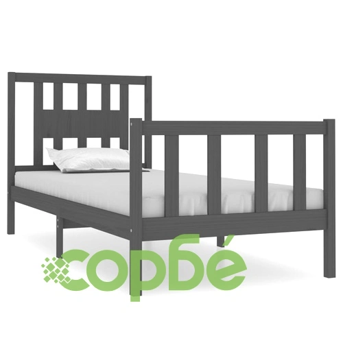 Рамка за легло, сива, дърво масив, 75x190 см, Small Single ➤ топ цена ➤ sorbe.bg