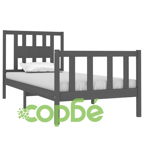 Рамка за легло, сива, дърво масив, 75x190 см, Small Single ➤ топ цена ➤ sorbe.bg
