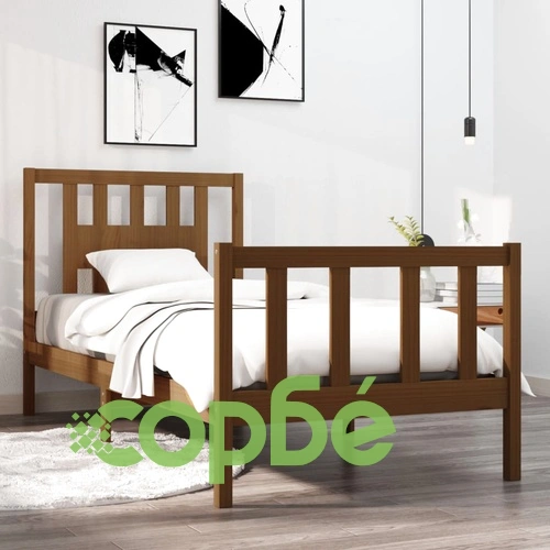 Рамка за легло меденокафява дърво 75x190 см Small Single ➤ топ цена ➤ sorbe.bg