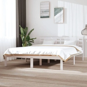 Рамка за легло без матрак, бял, 120x200 см, бор масив