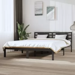 Рамка за легло, сива, бор масив, 120х200 см