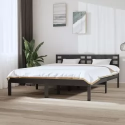 Рамка за легло, сива, масивно дърво, 150x200 см, 5FT King Size