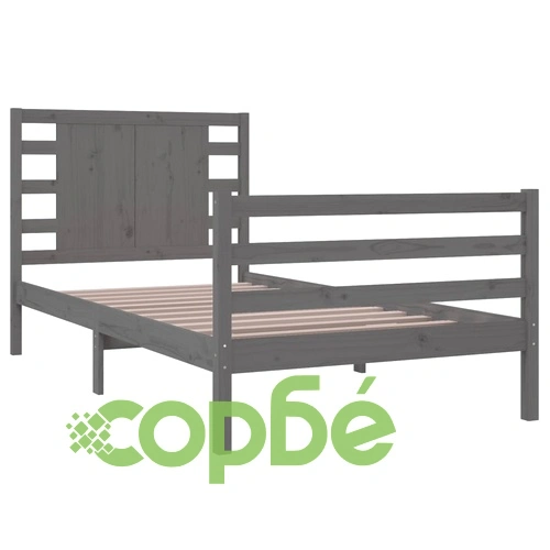 Рамка за легло, сива, бор масив, 90х200 см ➤ топ цена ➤ sorbe.bg