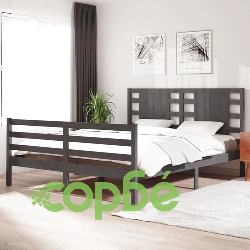Рамка за легло, сива, бор масив, 160х200 см ➤ топ цена ➤ sorbe.bg
