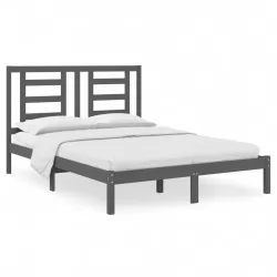 Рамка за легло, сива, бор масив, 135x190 см, 4FT6 Double