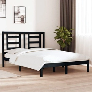 Рамка за легло, черна, бор масив, 150x200 cм, King Size