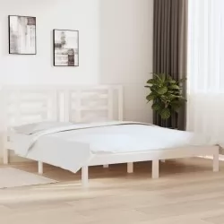 Рамка за легло бяла дърво масив 180x200 см 6FT Super King Size