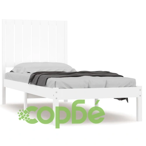 Рамка за легло бяла масивно дърво 75x190 см Small Single ➤ топ цена ➤ sorbe.bg