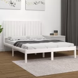 Рамка за легло, бяла, бор масив, 135x190 см, 4FT6 Double